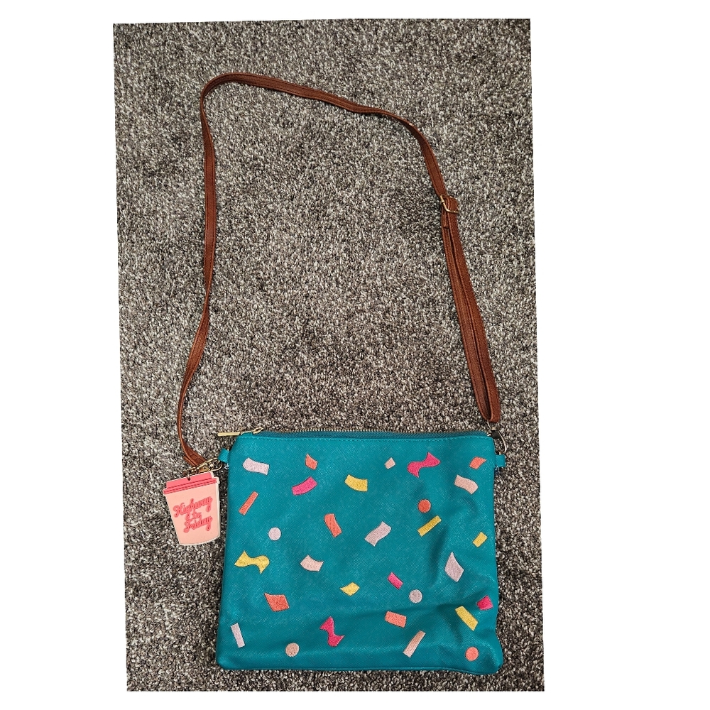 Teal "fun-fetti" shoulder bag by Can't Clutch This